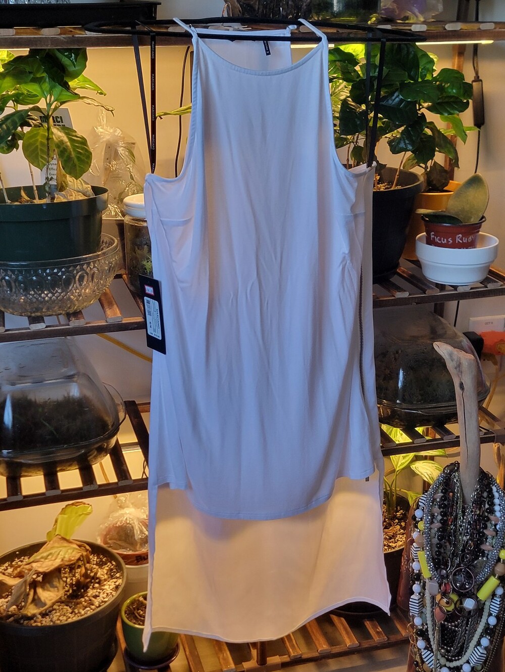 NWT Marciano Josie High-Neck Mixed Media Tank Top - Blanc Pur / White (Size M) - Picture 2 of 11